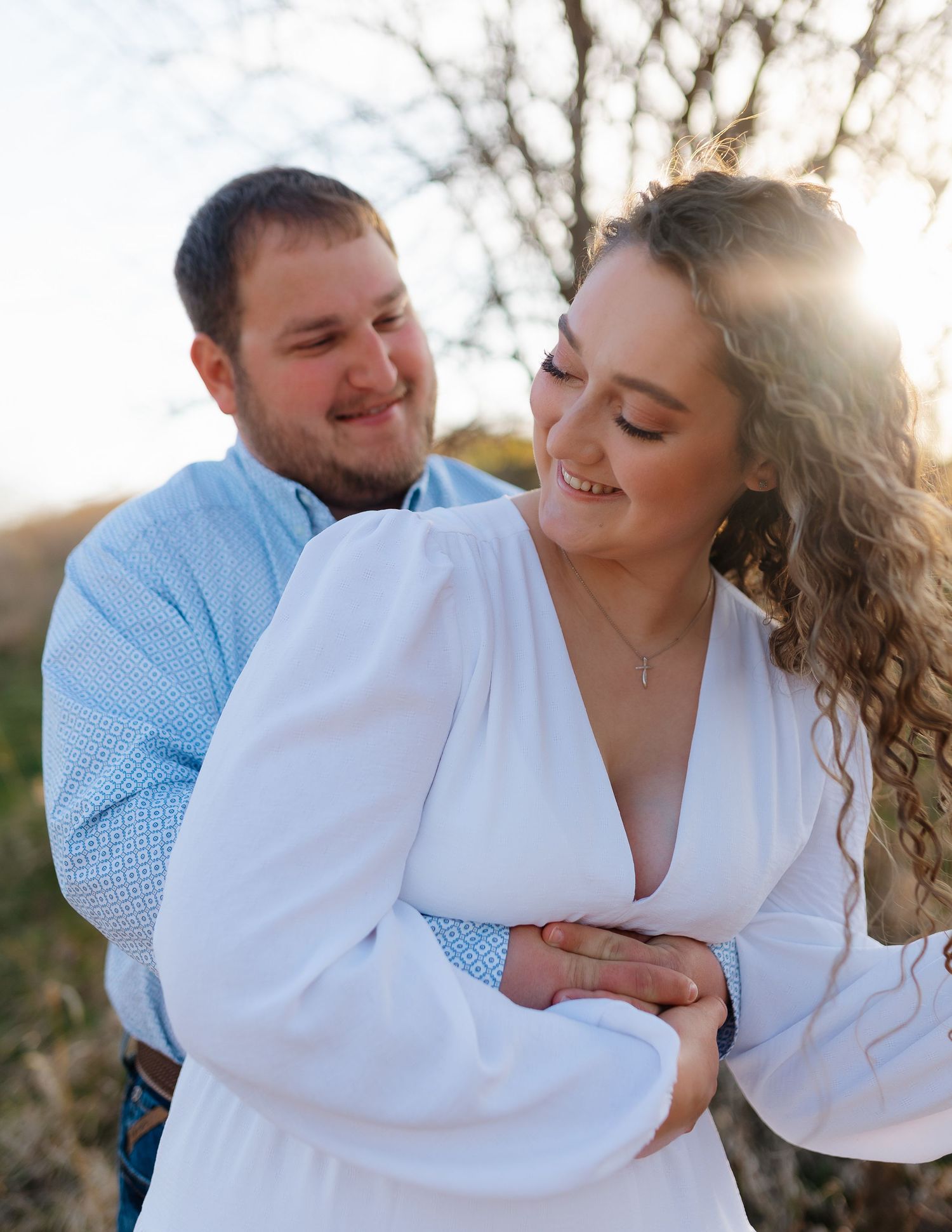 couple in elegant natural light couples portrait in Kansas and East Texas