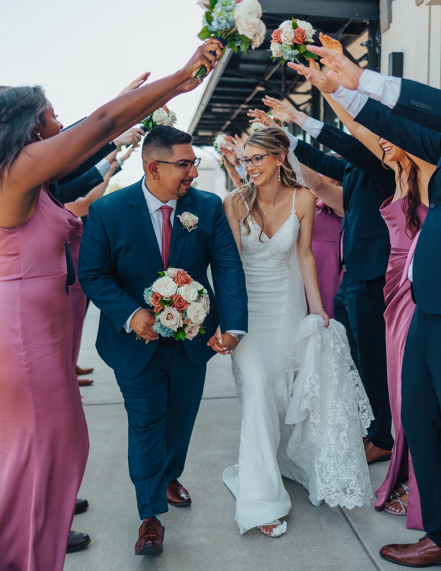Bride and groom in elegant natural light wedding portrait in Kansas and East Texas
