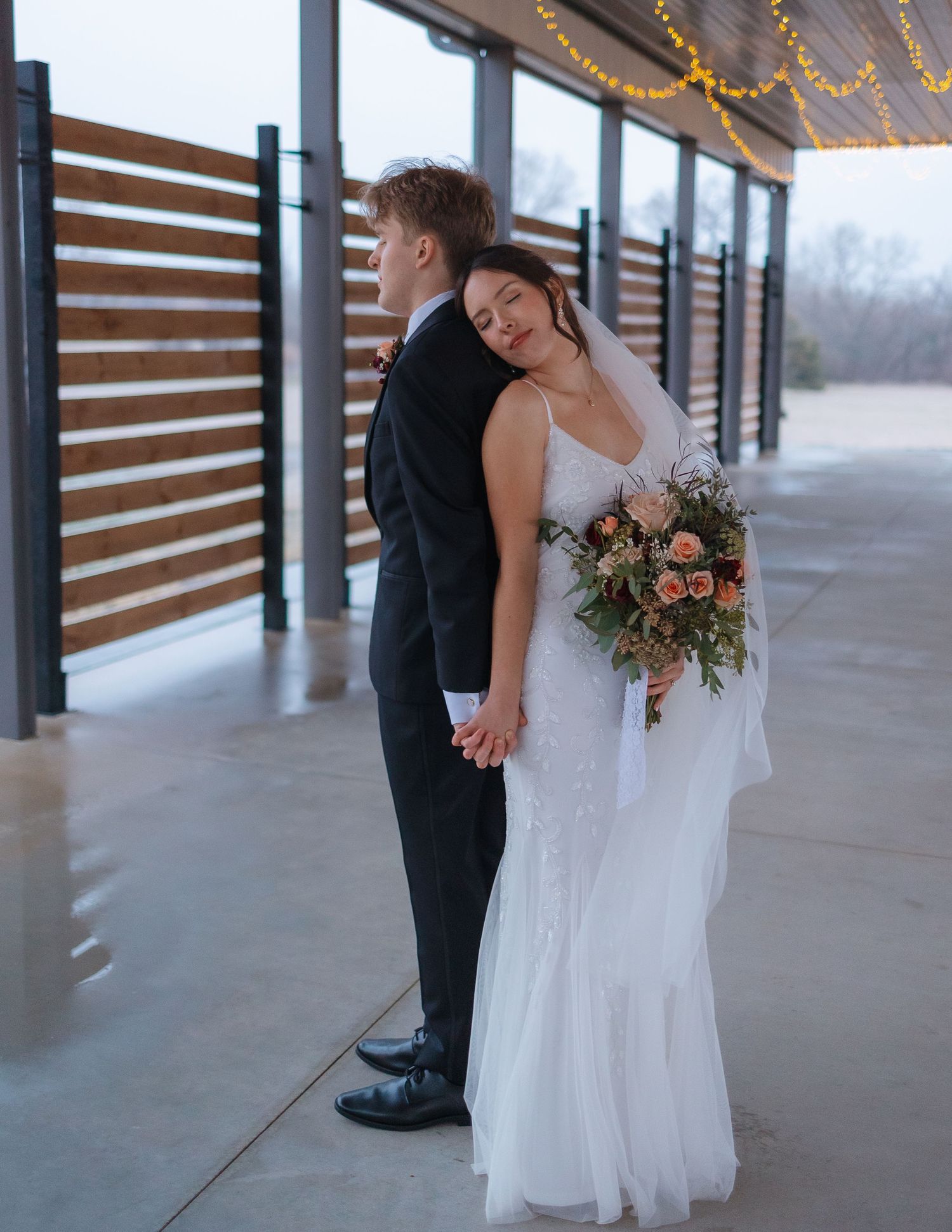 Bride and groom in elegant natural light wedding portrait in Kansas and East Texas