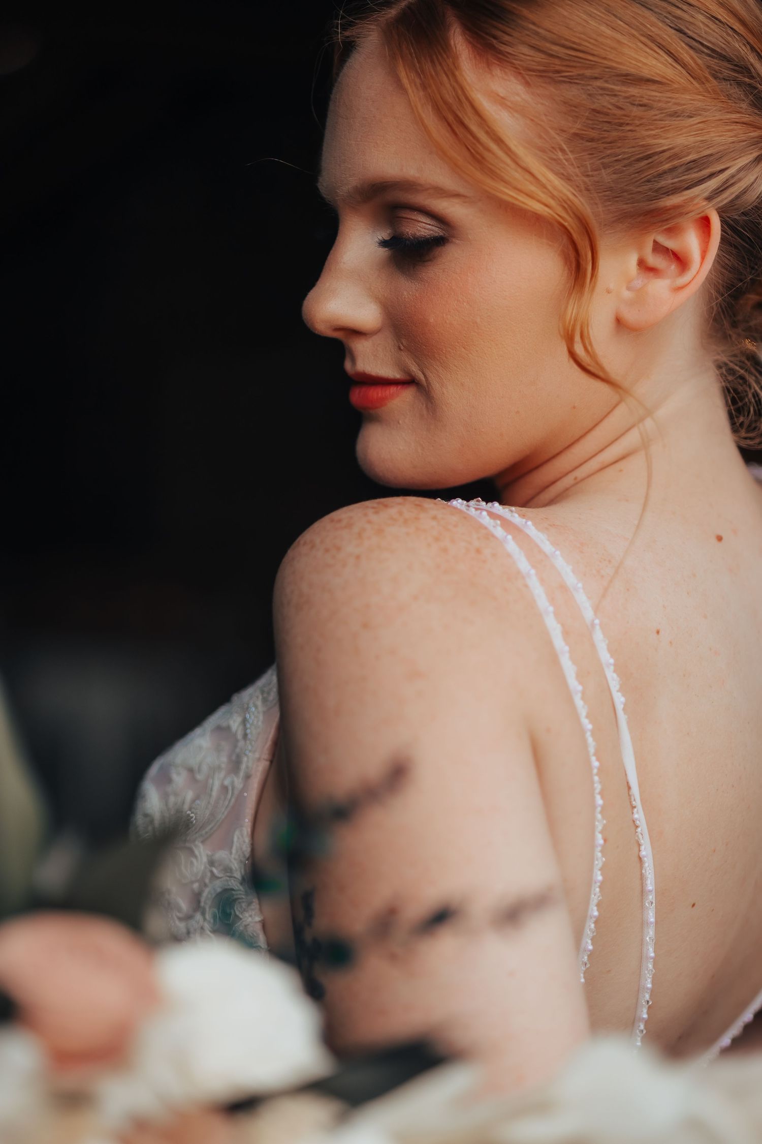 Bride and groom in elegant natural light wedding portrait in Kansas and East Texas