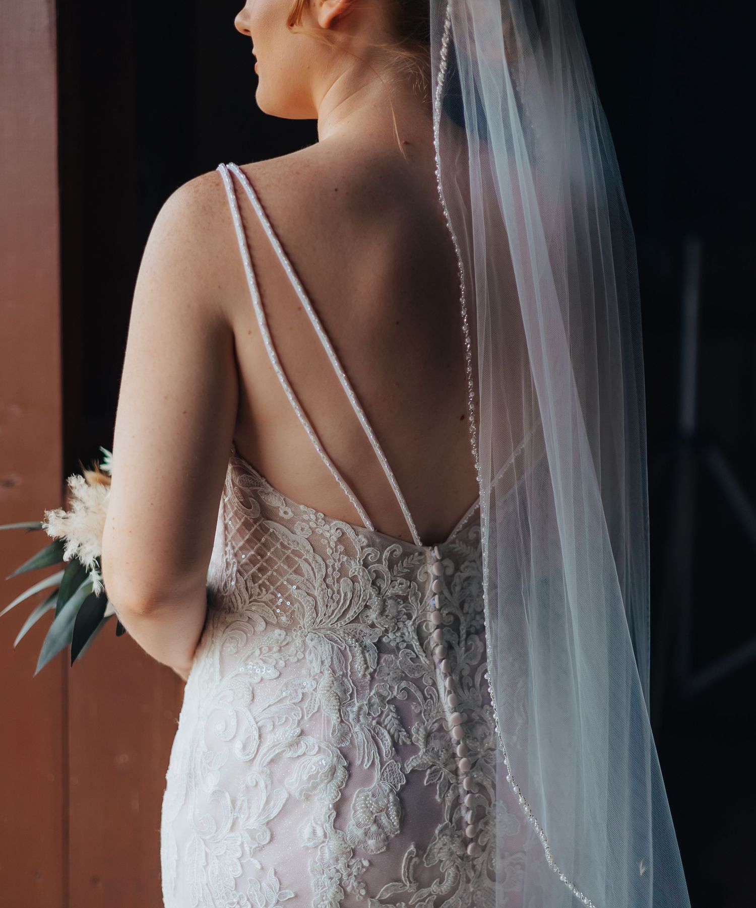 Bride and groom in elegant natural light wedding portrait in Kansas and East Texas