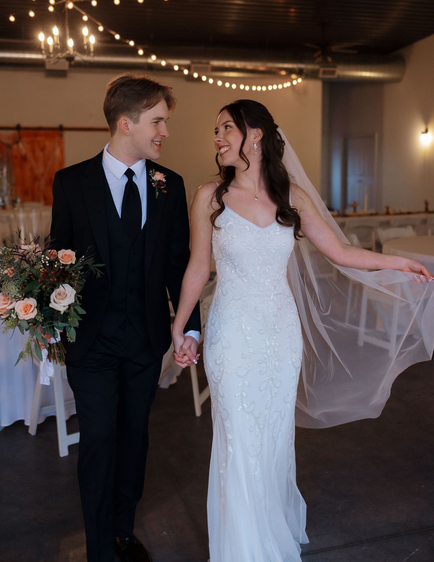 Bride and groom in elegant natural light wedding portrait in Kansas and East Texas