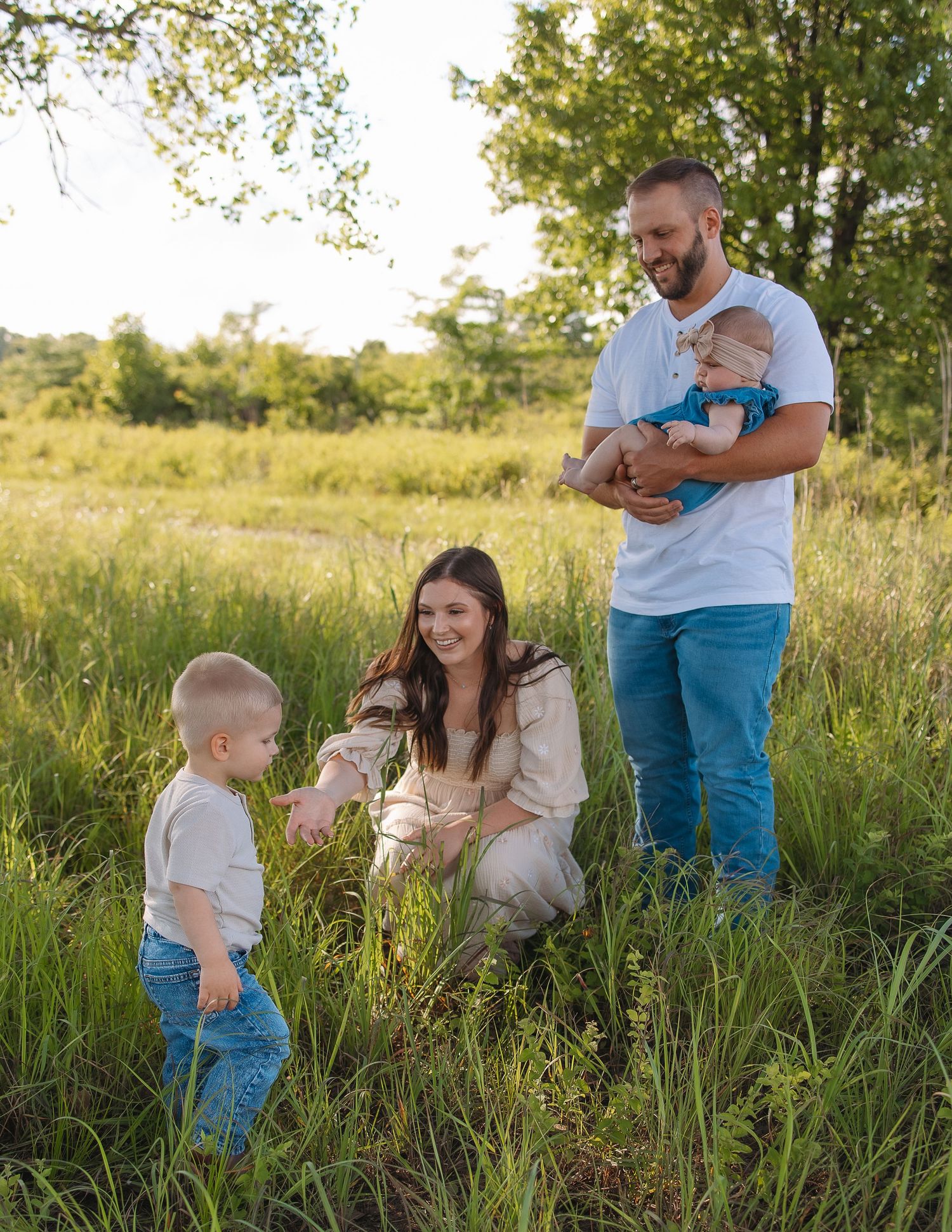 Family  in elegant natural light couples portrait in Kansas and East Texas