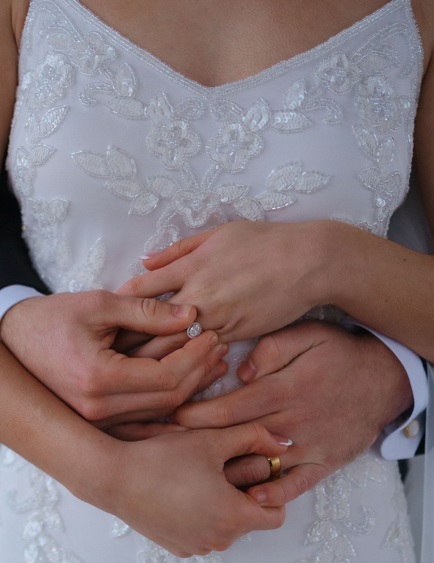 Bride and groom in elegant natural light wedding portrait in Kansas and East Texas