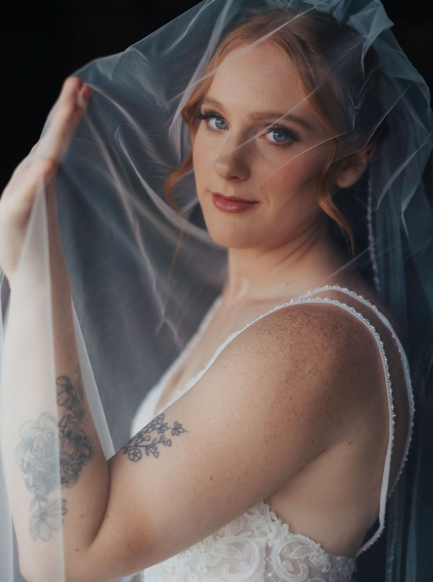 Bride and groom in elegant natural light wedding portrait in Kansas and East Texas