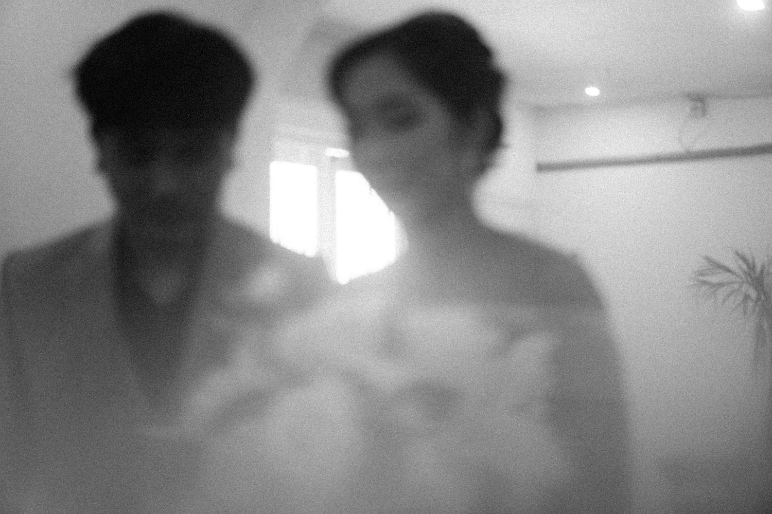Wedding couple blurry and black white aesthetic vintage photo