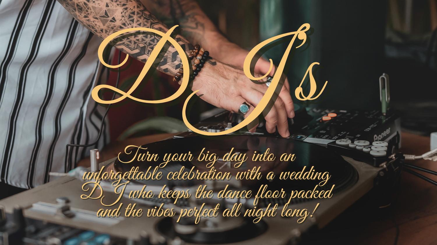 Wedding banner design featuring delicate gold text and romantic floral elements.