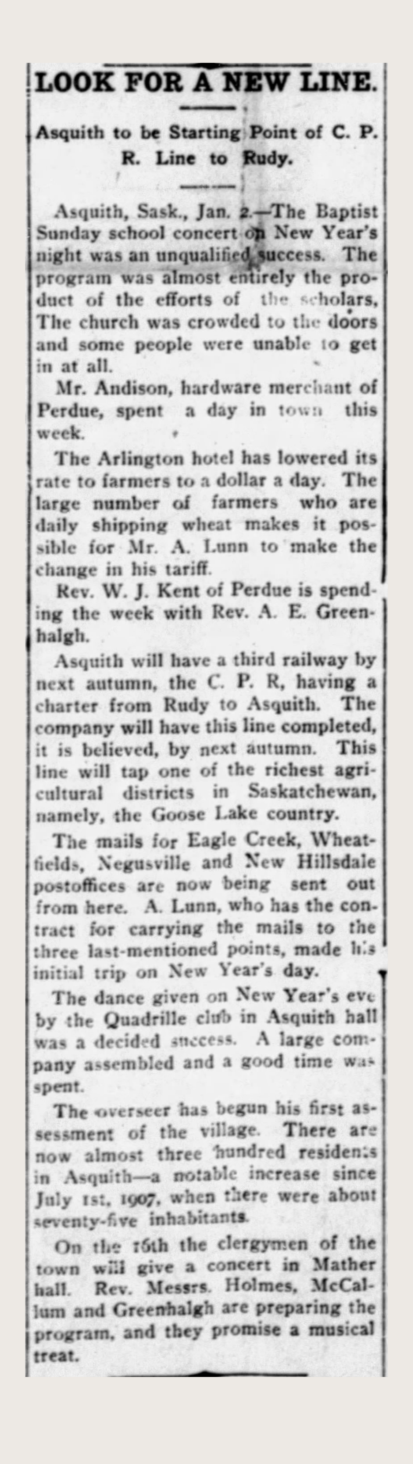 Asquith News