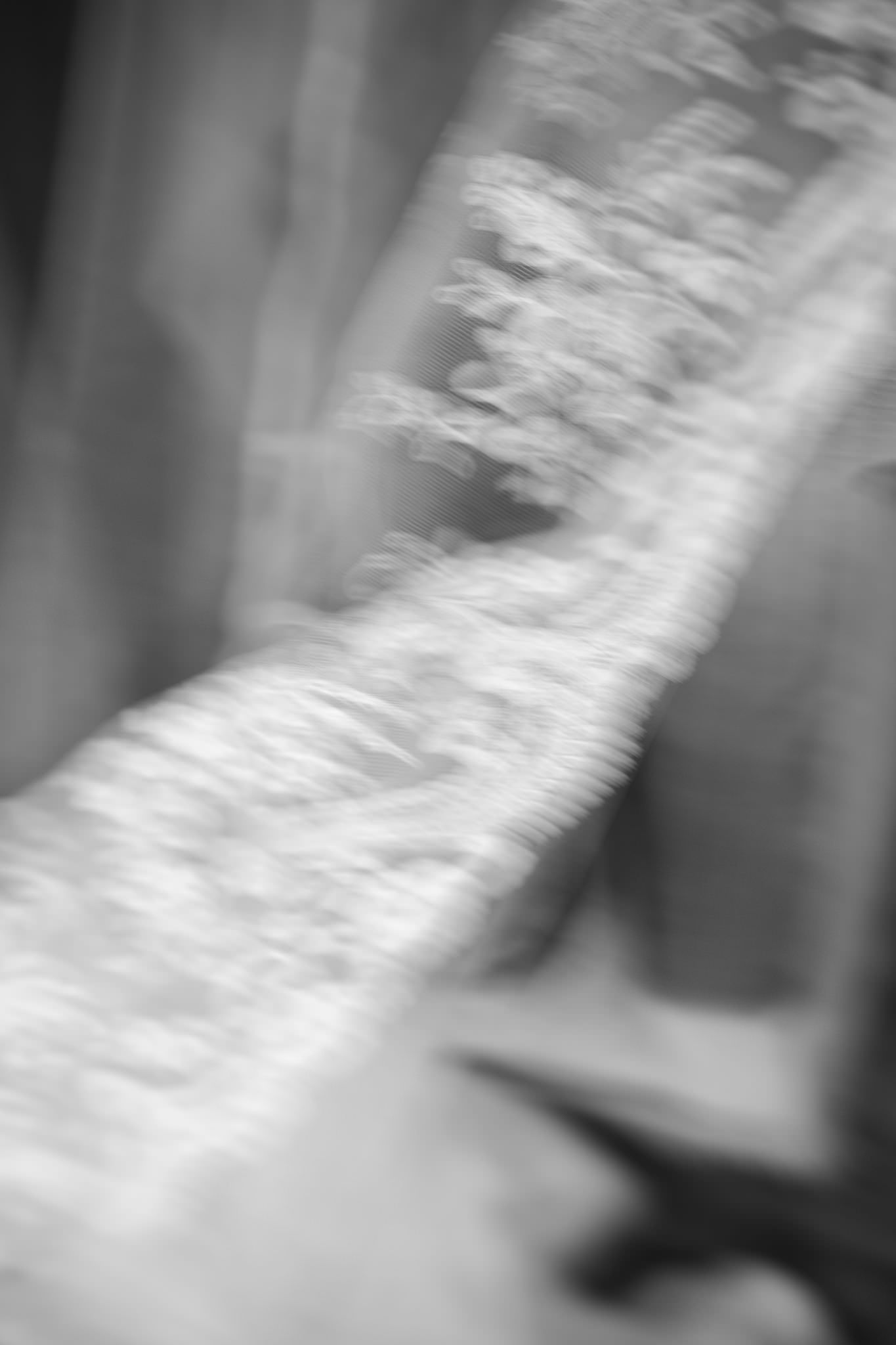 Abstract black and white photograph showing soft blurred motion texture.