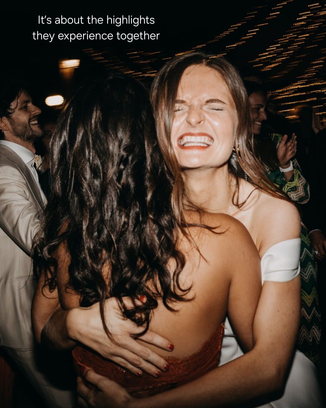 A series of candid party photos showing people dancing and celebrating in dim lighting at a nighttime event.