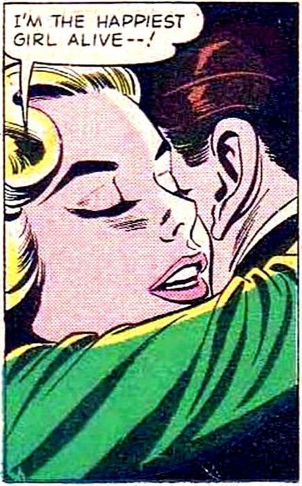 Vintage comic strip panels showing a character expressing happiness with speech bubbles.
