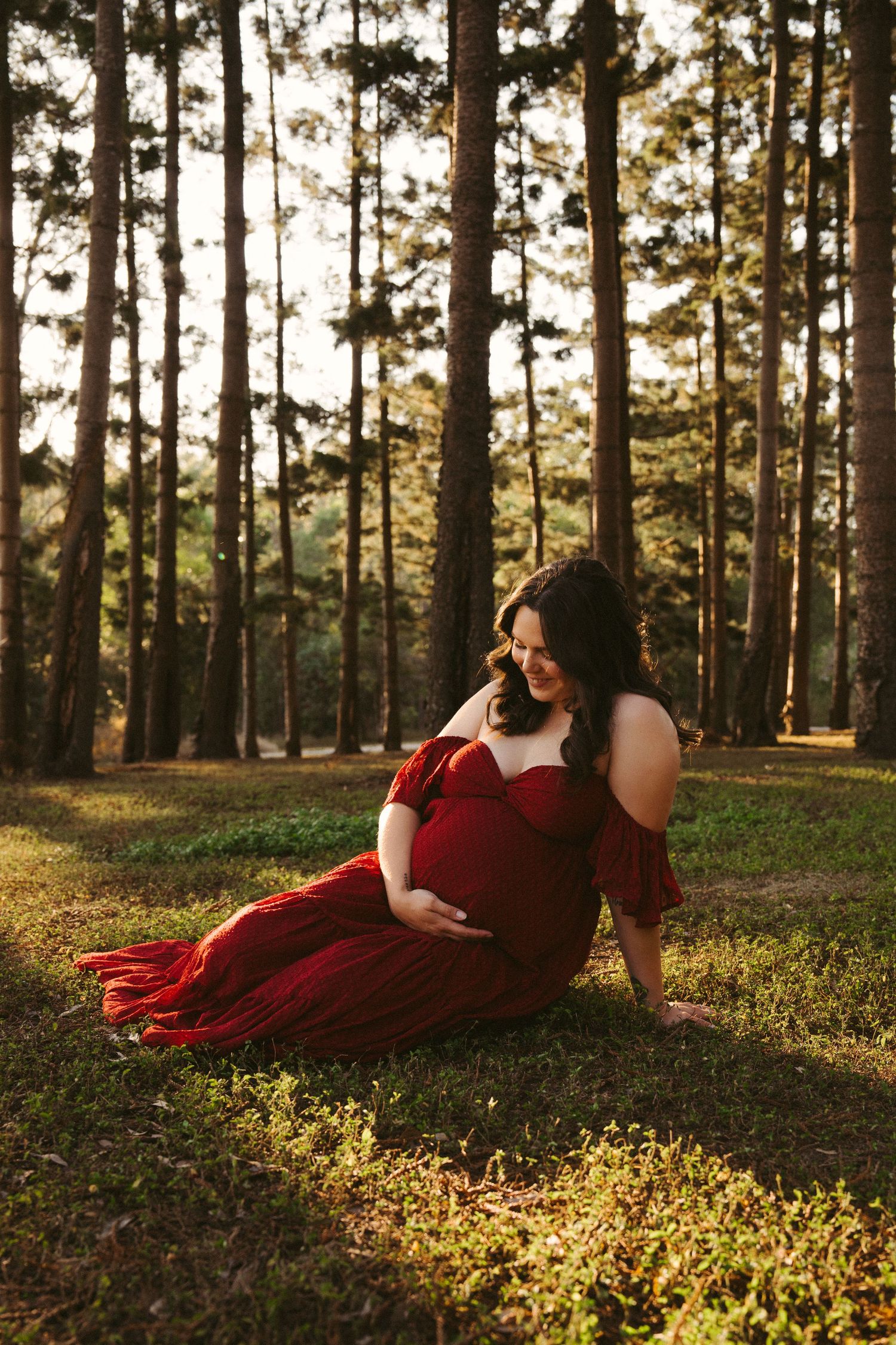 Outdoor family portrait session in beautiful golden afternoon light.