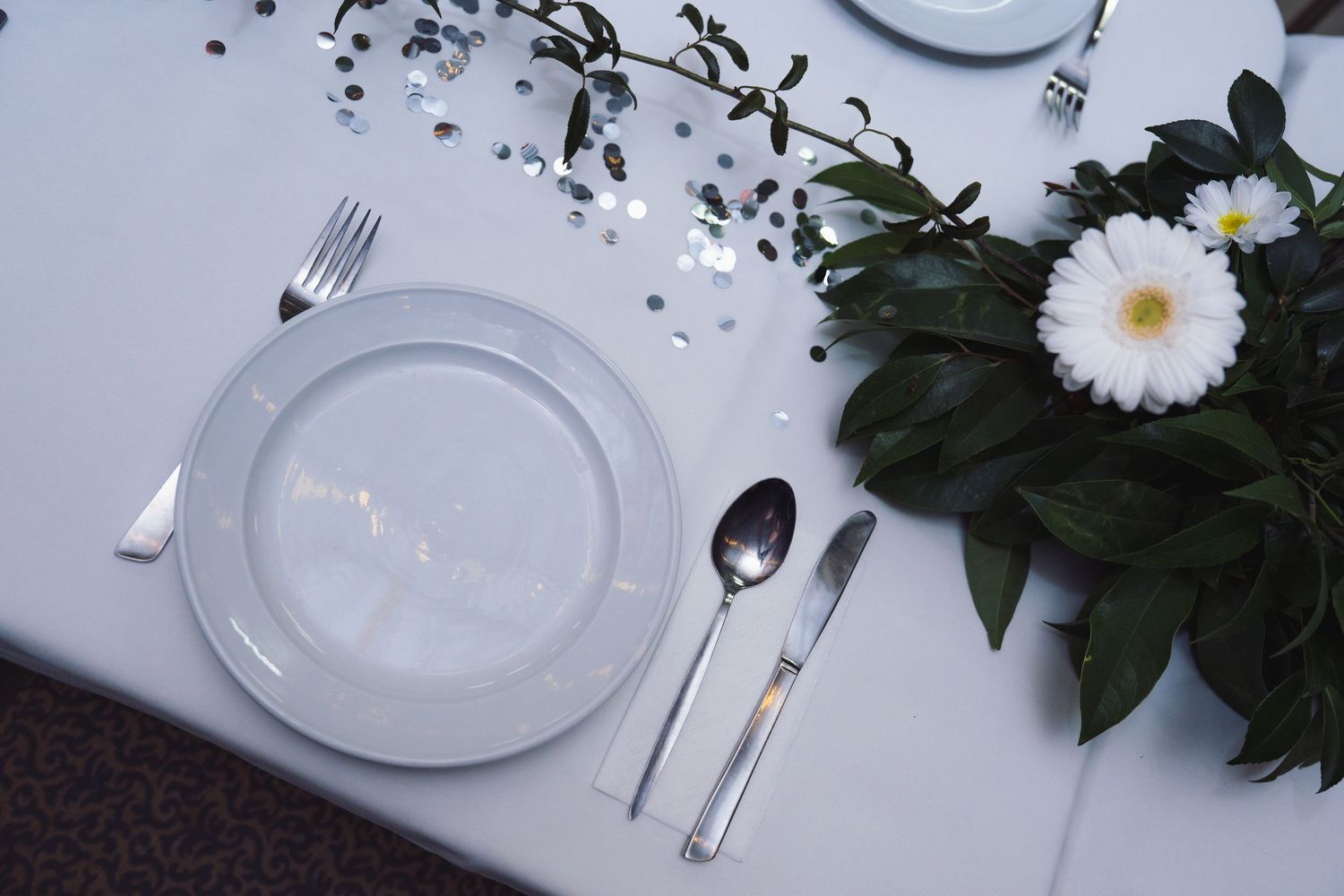 Table decor and layout during private event photography