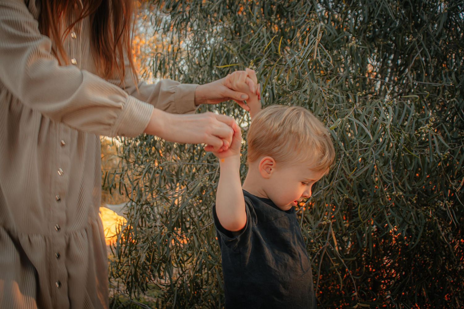 Candid family moment in Mildura’s golden Sunraysia light