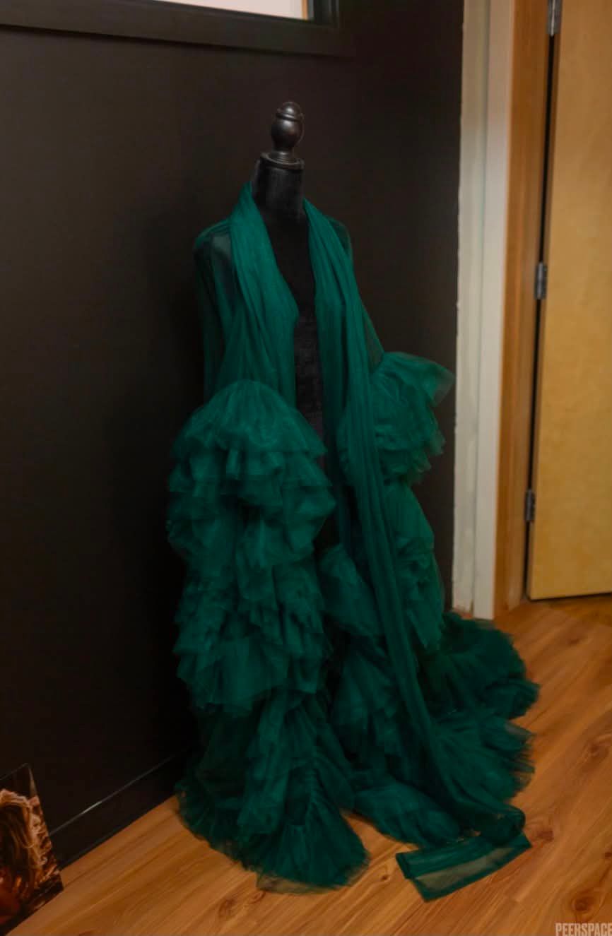Green LUXE robe for boudoir