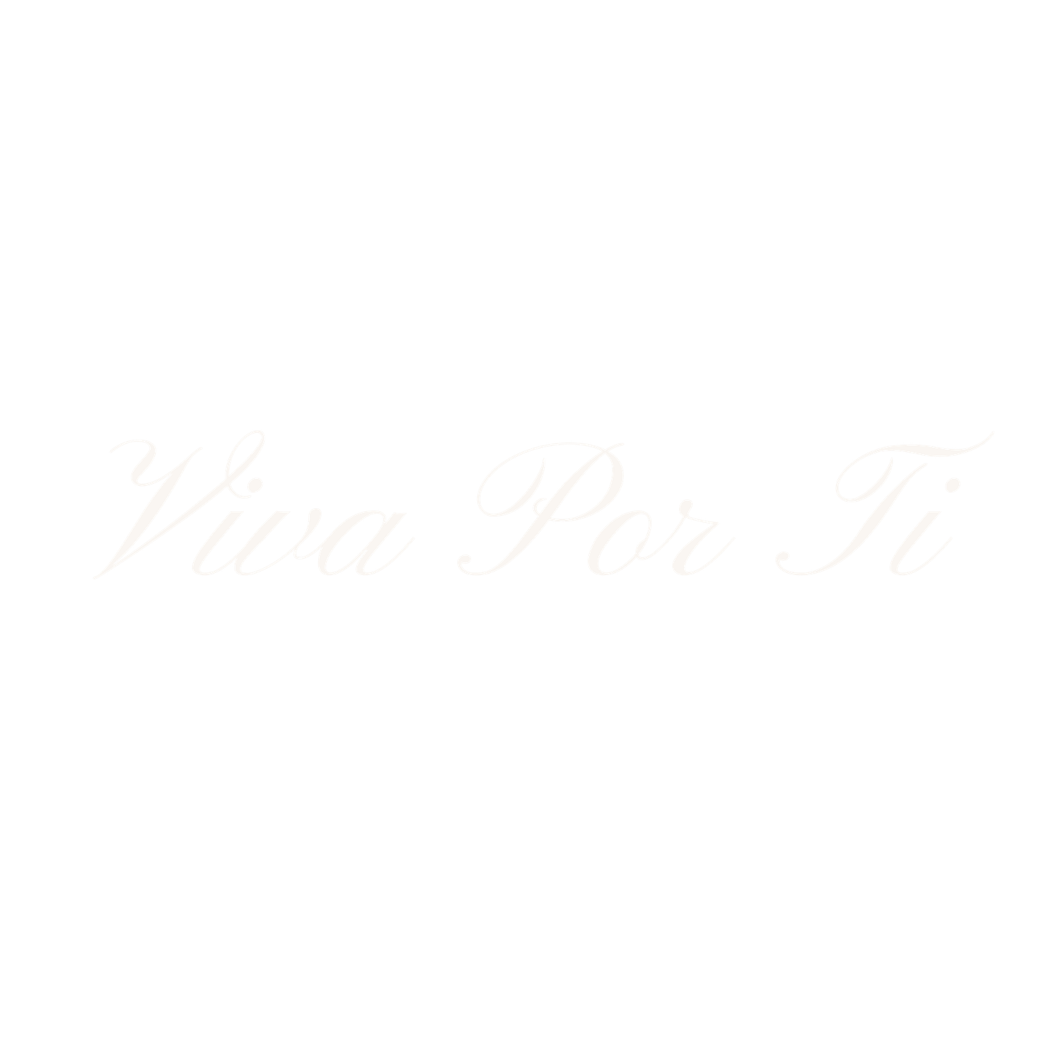 Delicate cursive white script text reading Viva Por Ti on a minimal white background.