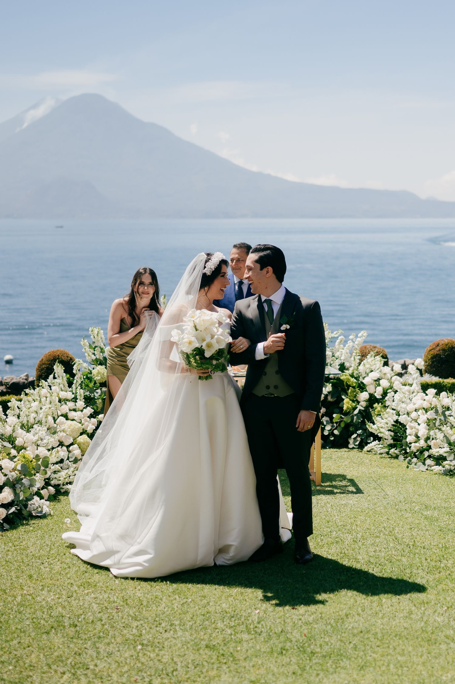 Lake Atitlan Wedding ceremony with Guatemala volcano behind