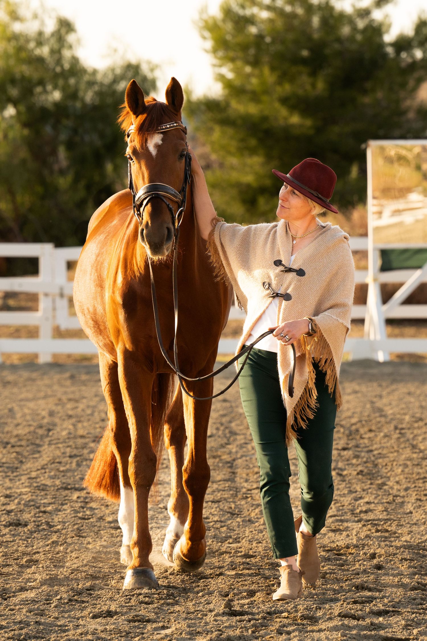 Horse and owner photographed on location at golden hour by Kelly Mac Studios, Inland Empire.