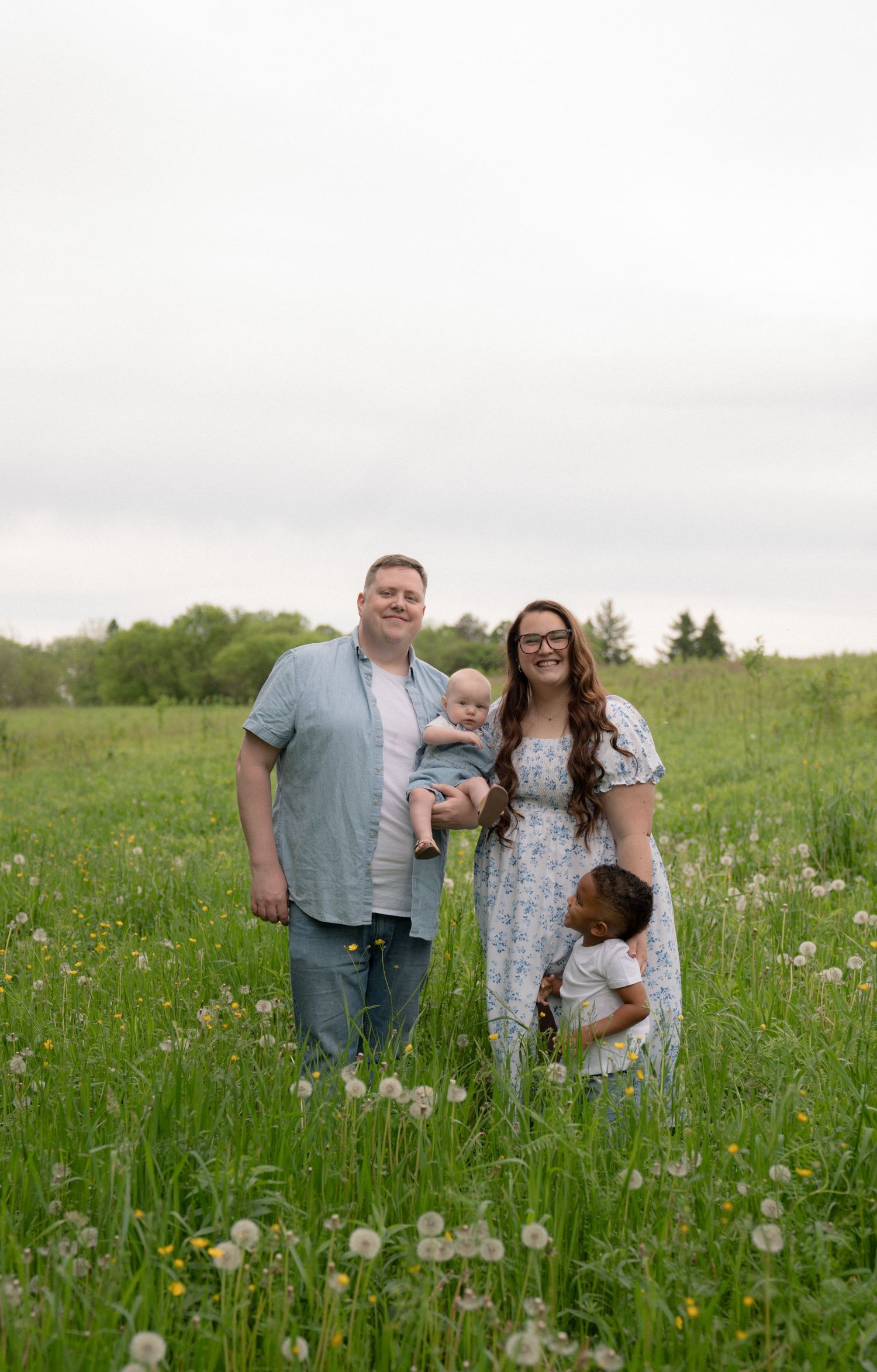 Family photo in open field