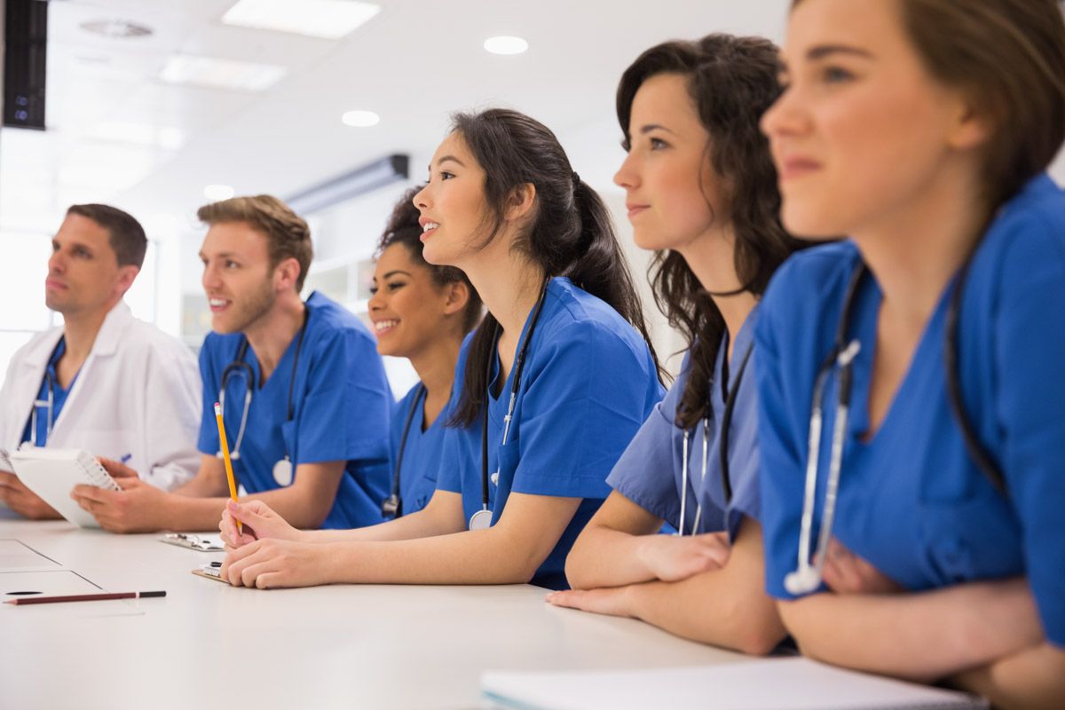 Healthcare students attending medical meeting  in Cork.