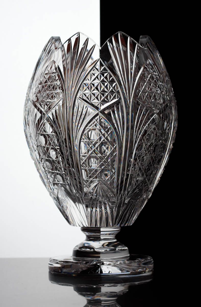 Crystal vase product photo captured in Cork studio for catalogue and online marketing.