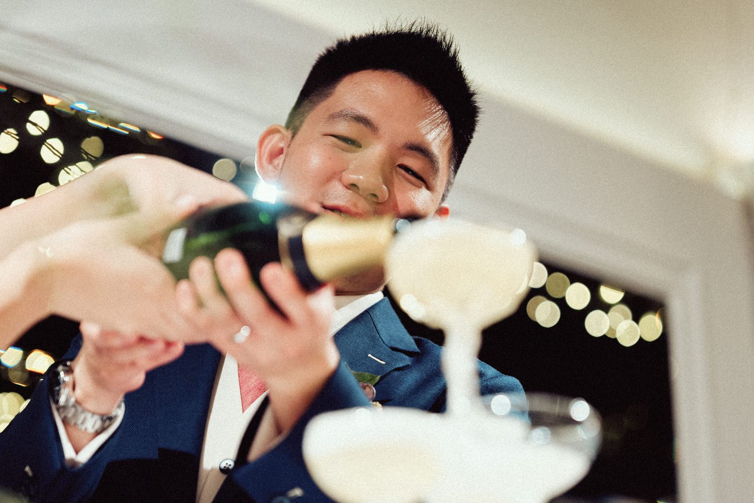 A sequence of four photos showing someone drinking a glass of milk with dramatic expressions.