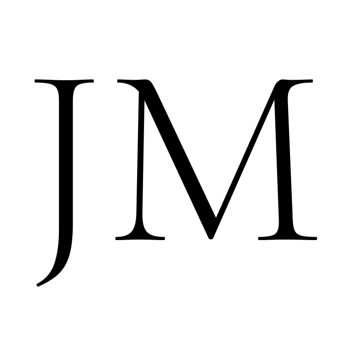 Black serif JM monogram logo on white background.