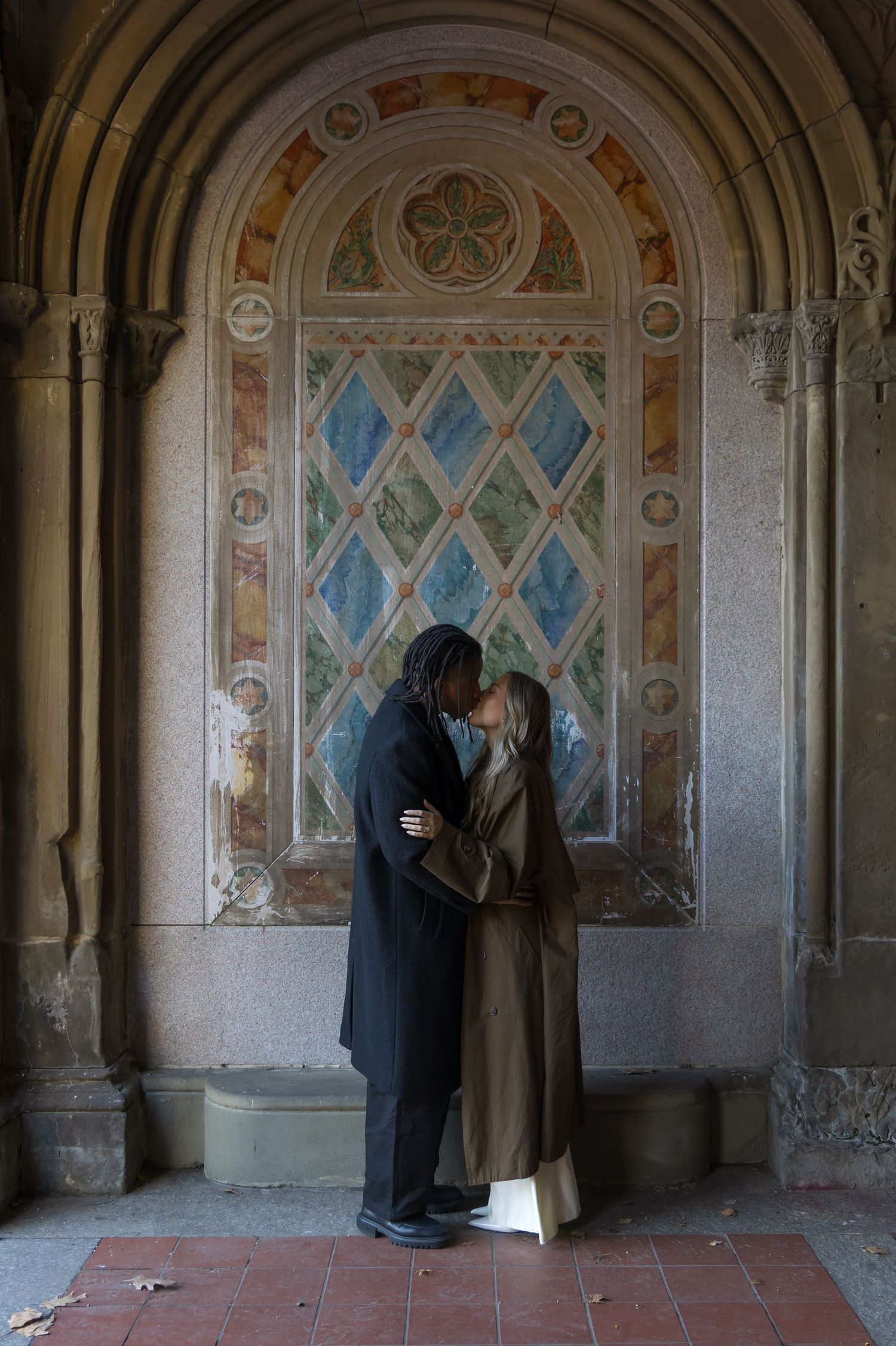 A couple photoshoot at Bethesda Terrace.