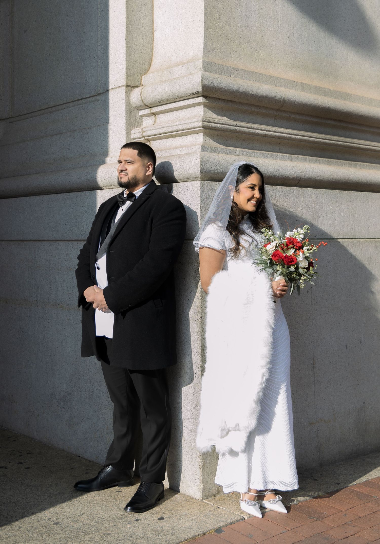 Couple sharing an intimate first look moment.