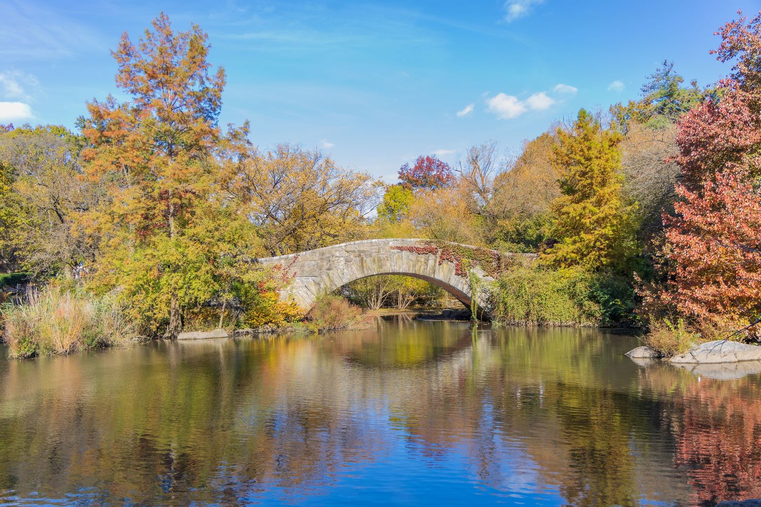 Gapstow Bridge in Central Park in the Fall