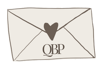 Decorative header design with envelope and heart motifs in a minimal style.
