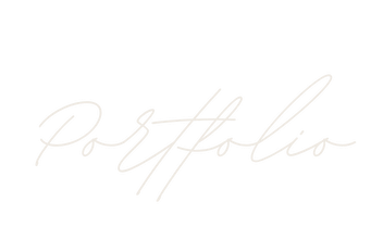 Elegant cursive Portfolio text logo in light beige script on a white background.