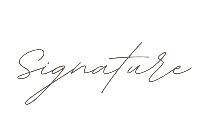 Elegant cursive handwritten signature in thin black ink on white background, ideal for personal branding.