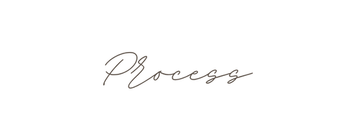 Elegant cursive text reading 'Process' in gray handwriting on white background.
