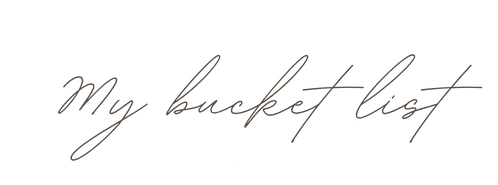 Elegant cursive text reading 'My bucket list' in gray handwriting against white background.