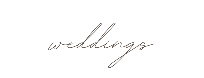 Elegant handwritten calligraphy text spelling out 'weddings' in a delicate cursive font on a white background.