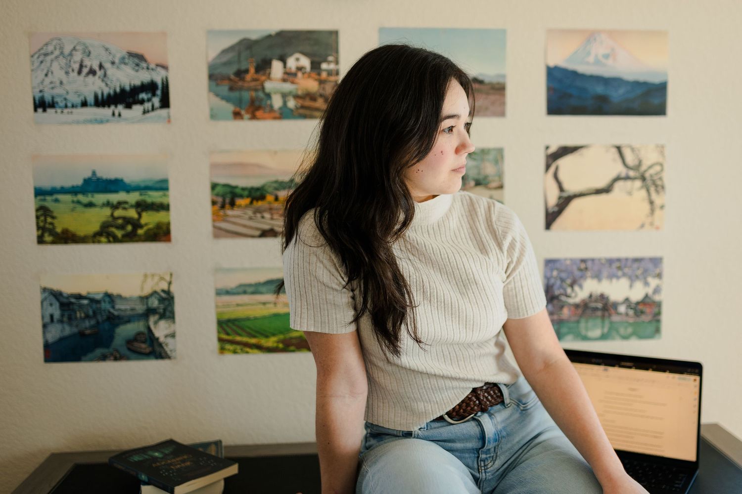 asian Japanese woman poses for headshots for author branding business photoshoot