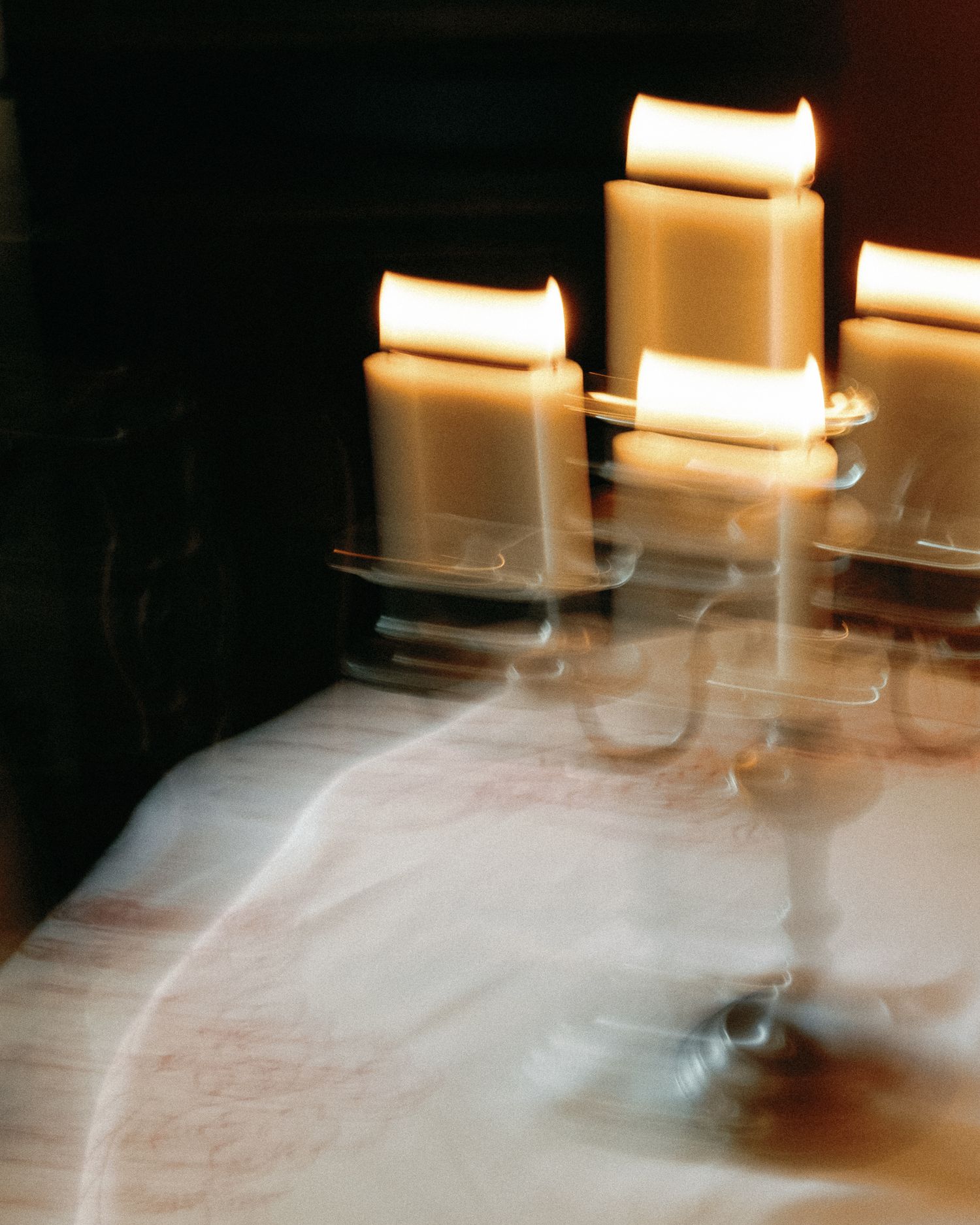 Abstract motion blur of light and shadows creating an ethereal effect.