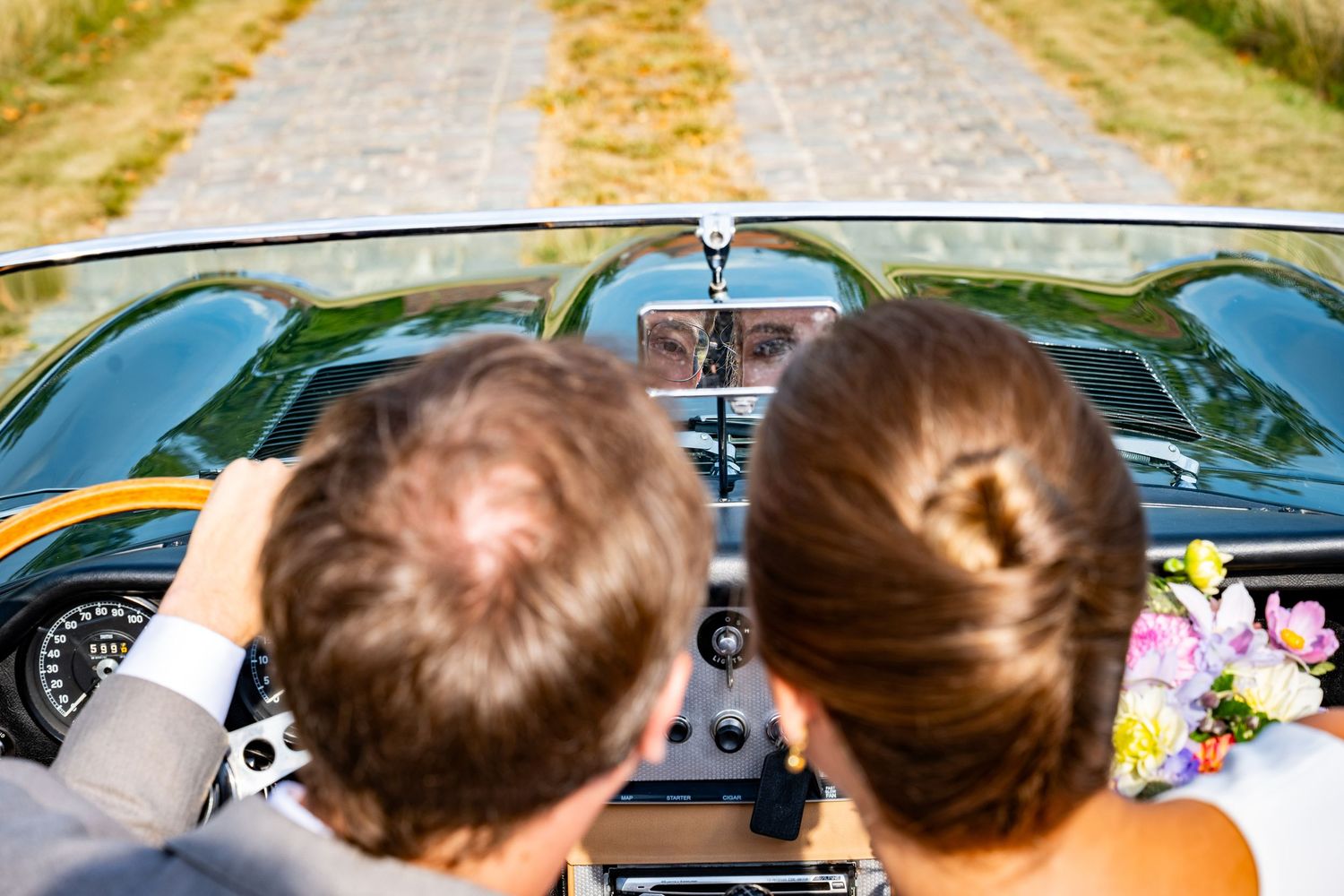 Huwelijk, foto's met oldtimer in Gullegem