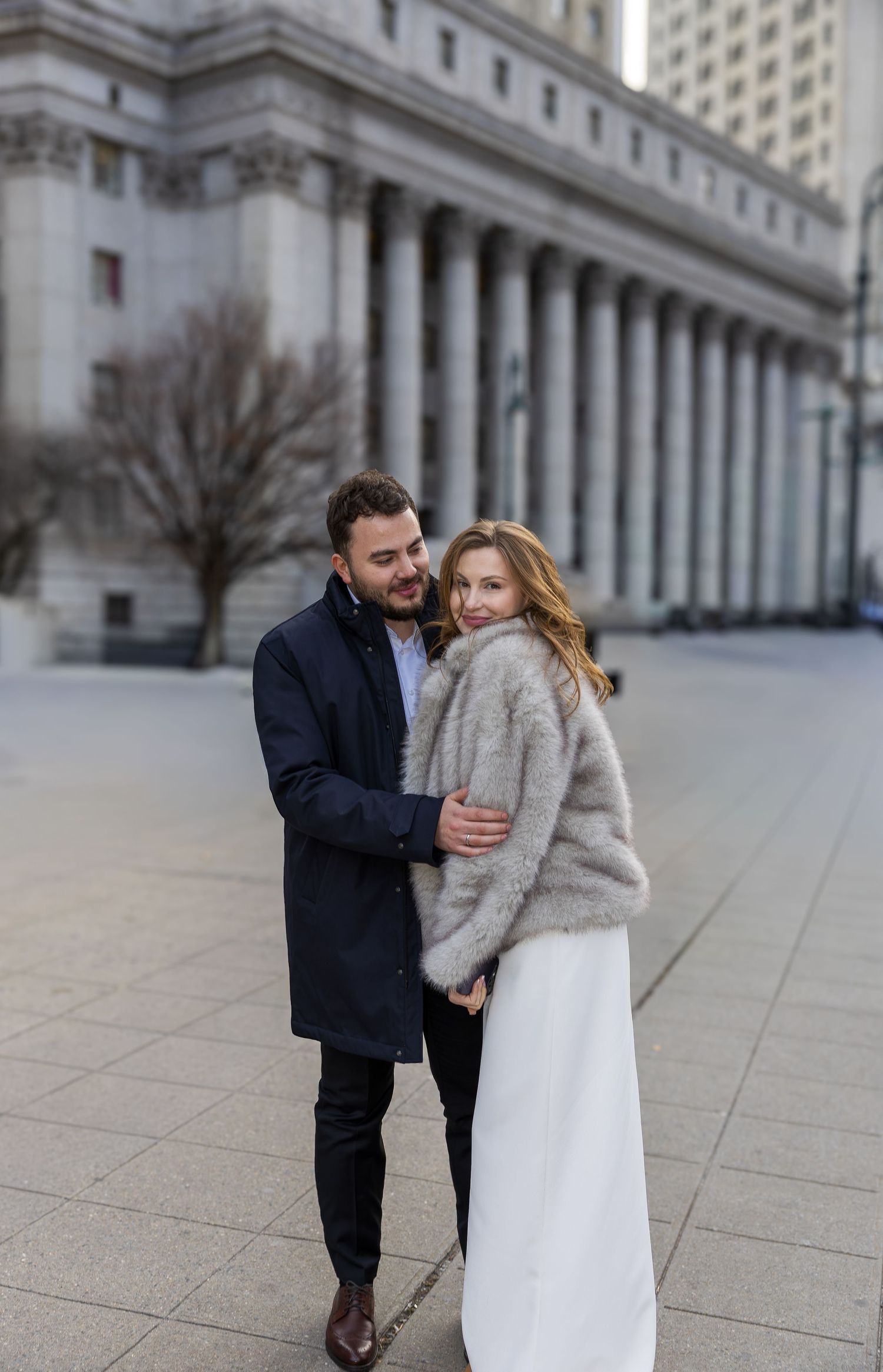 Bride and groom portraits after courthouse wedding NYC