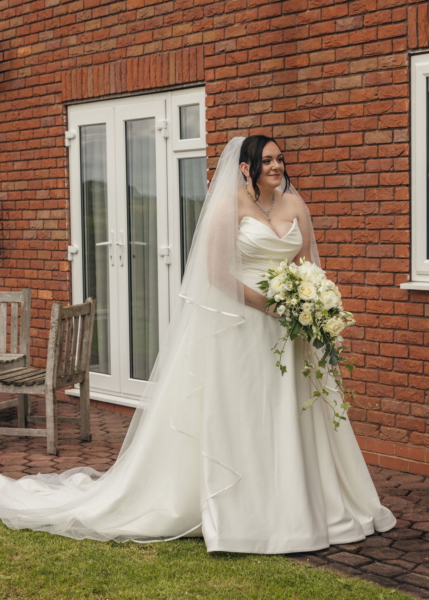 Cortney just before her first look with her grandmother for her wedding at Windmill Village Hotel.