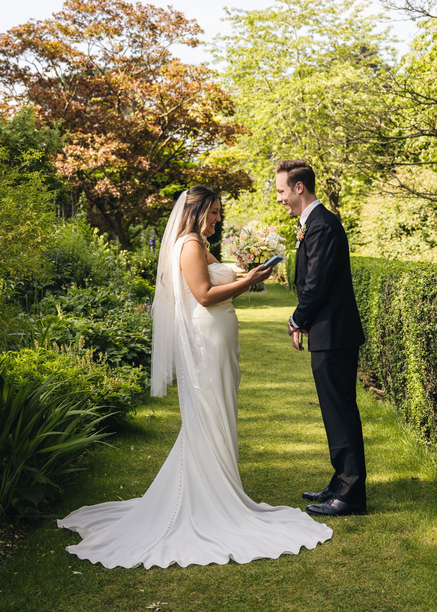 A bride and groom during their private vows.