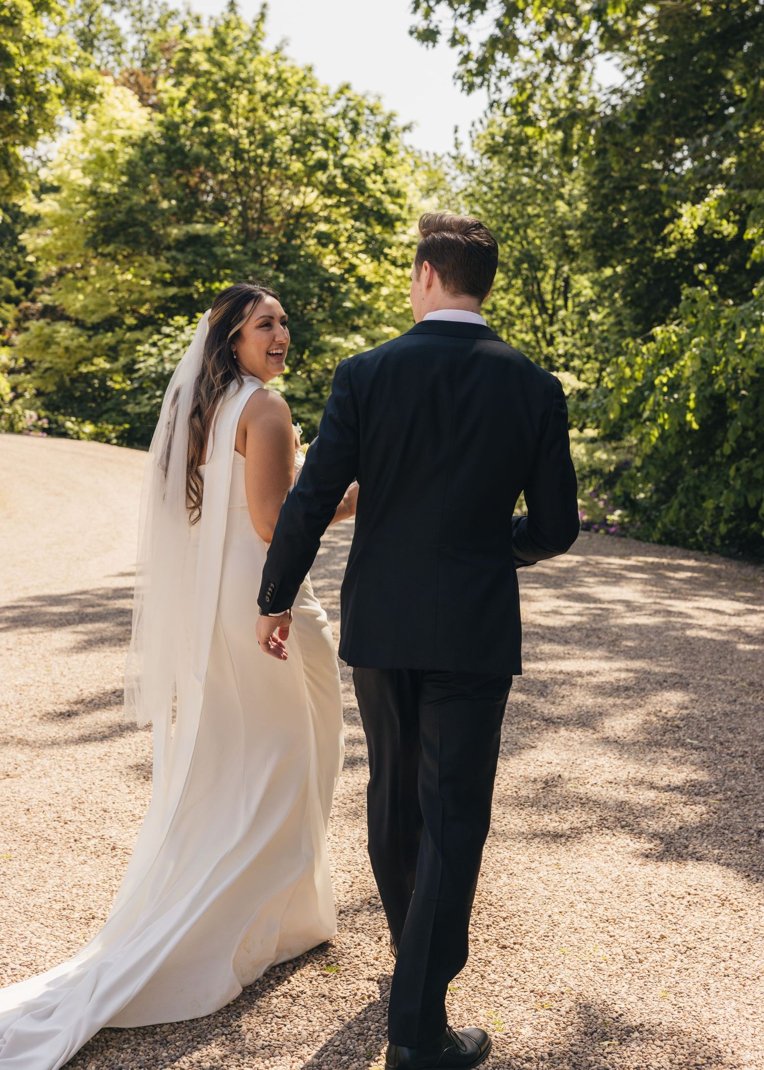 Bride and groom enjoying a coffee after their wedding ceremony