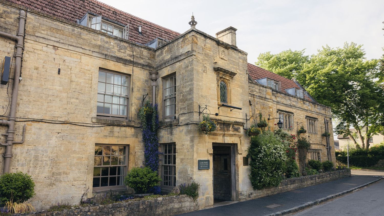Outside of Manor House Hotel, Moreton-in-Marsh, in the Cotswolds.