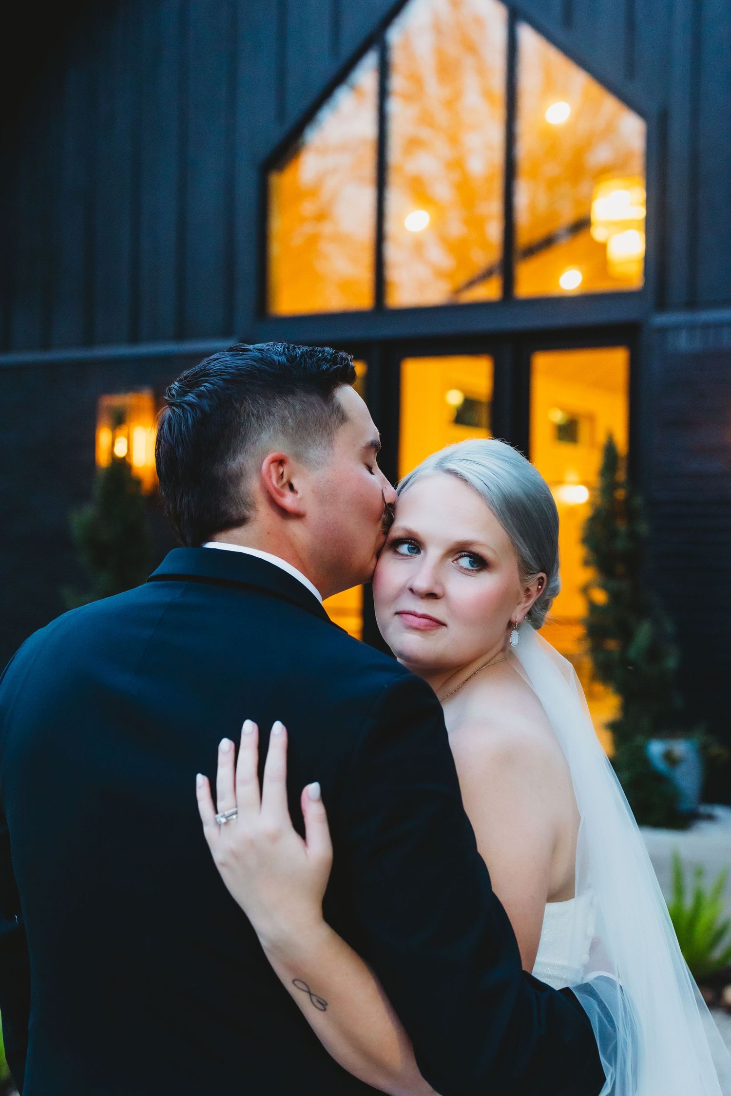 Romantic sunset wedding portraits captured by Longview TX wedding photographer