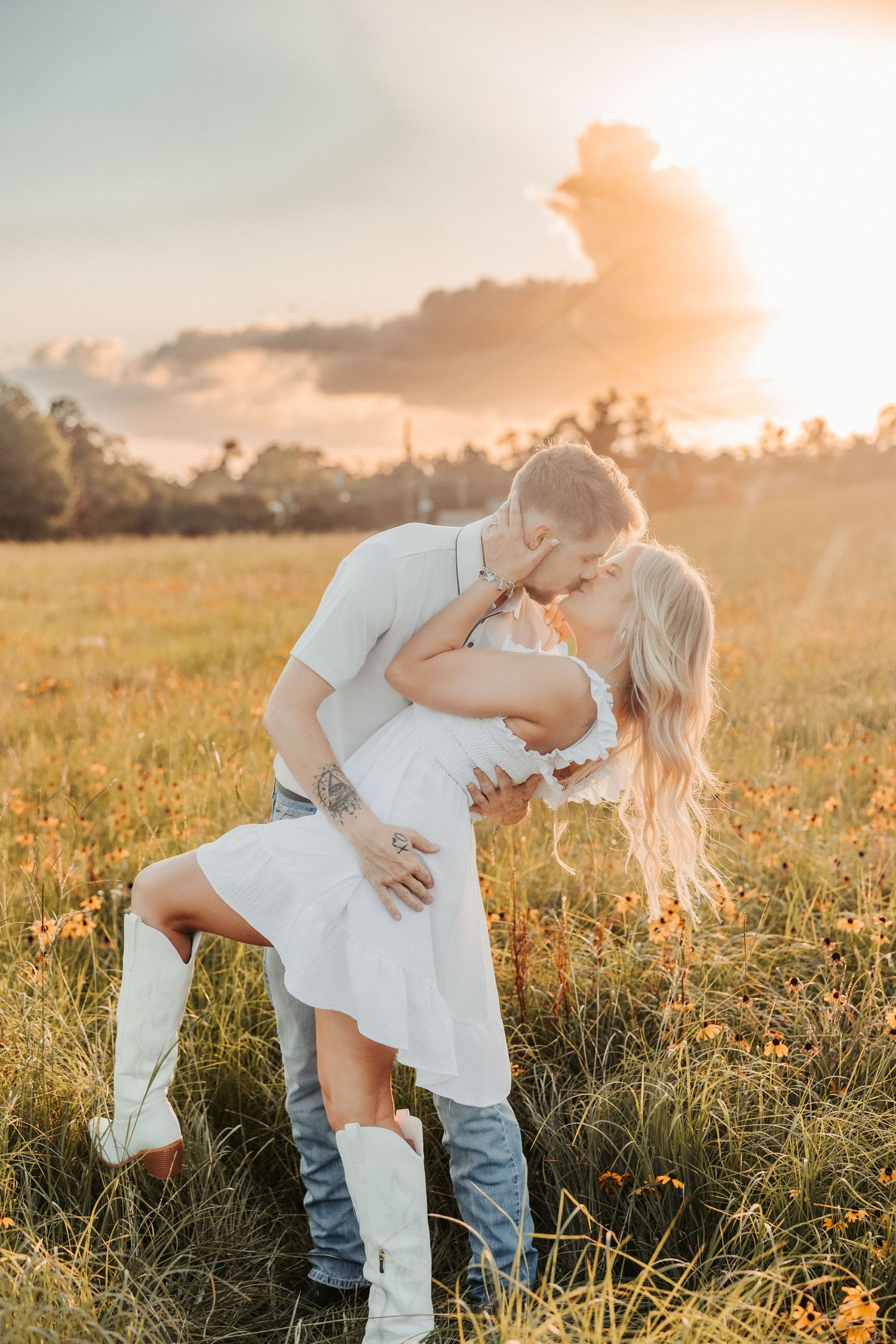Engagement session photographed in East Texas countryside.