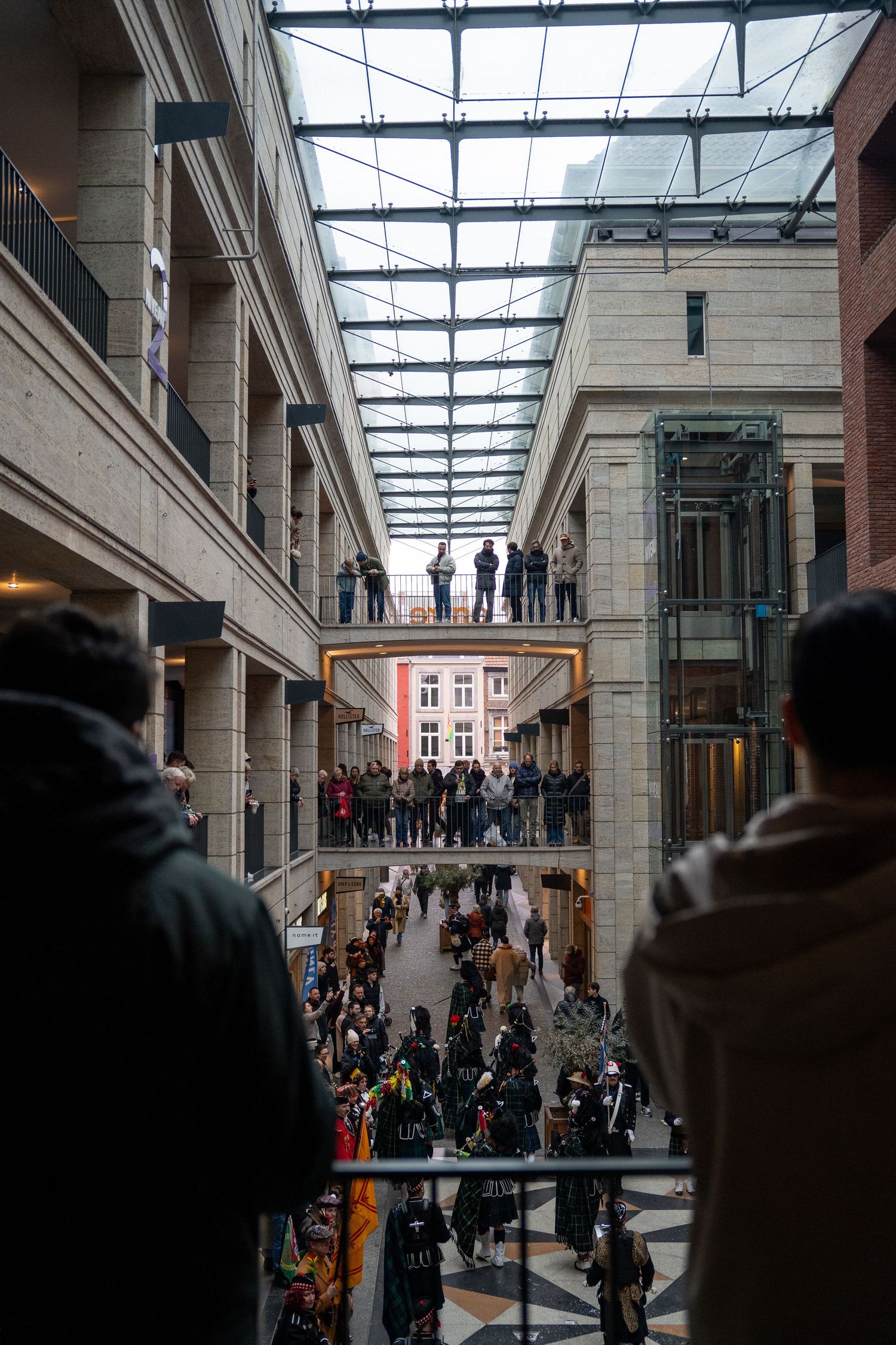 Crowd gathered at Entre Deux in Maastricht during a Carnaval parade.