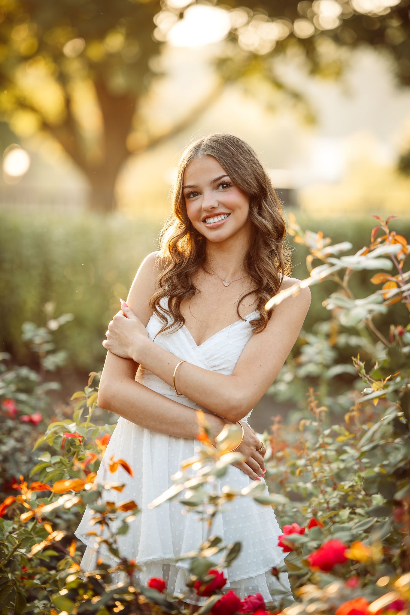 Senior session at Frame Park, Waukesha. Warm, vibrant portraits of a girl with long brown hair, showcasing personality and timeless style.