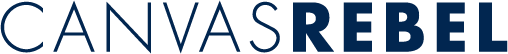 Dark blue and white Canvas Rebel logo with stylized text design.