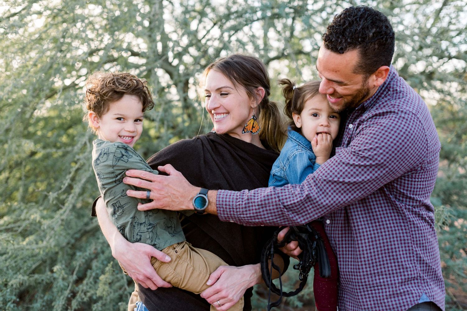 Cute family interacting with each other smiling